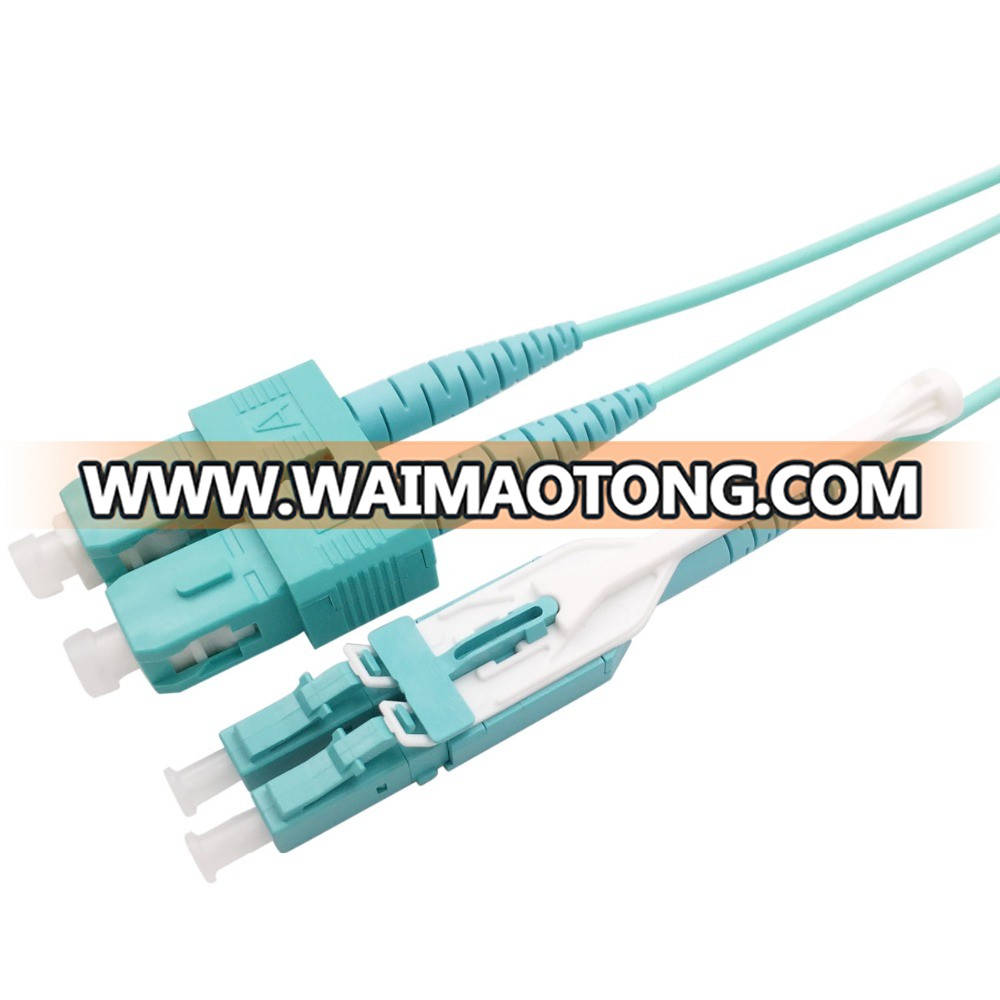 3m (10ft) Polarity Change LC UPC to SC UPC (Pull Tab)Duplex 2.0mm LSZH OM3 Multimode Fiber Optic Patch Cord, FTTH Cable Aqua